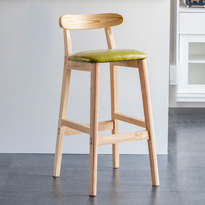 Industrial Backrest Armless Counter Stool Wood Cafe Bar Stool with Pedal and Cushion