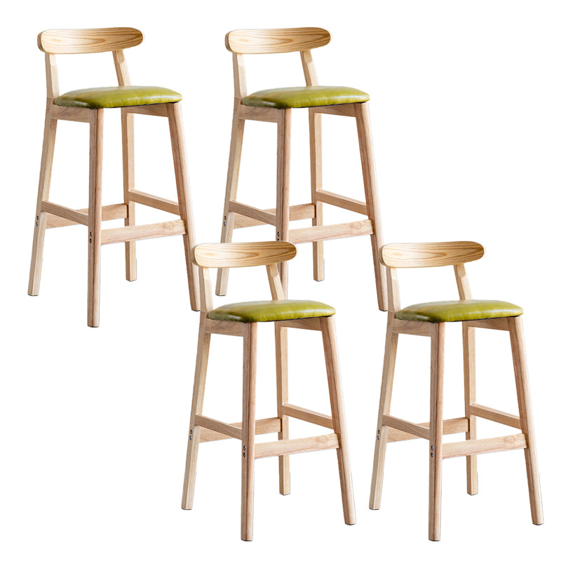 Industrial Backrest Armless Counter Stool Wood Cafe Bar Stool with Pedal and Cushion