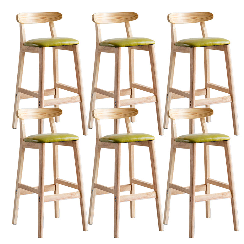 Industrial Backrest Armless Counter Stool Wood Cafe Bar Stool with Pedal and Cushion