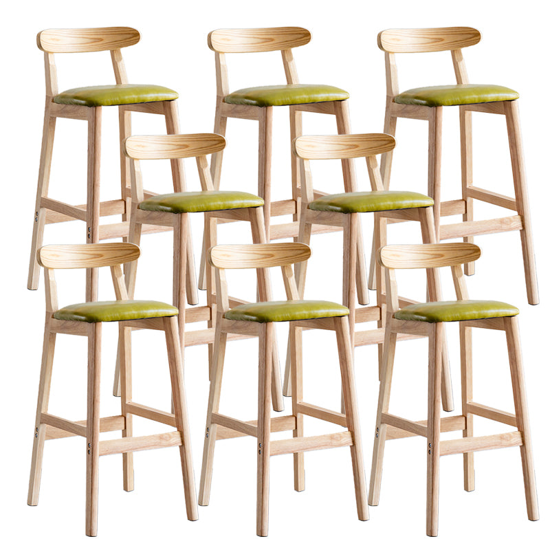 Industrial Backrest Armless Counter Stool Wood Cafe Bar Stool with Pedal and Cushion