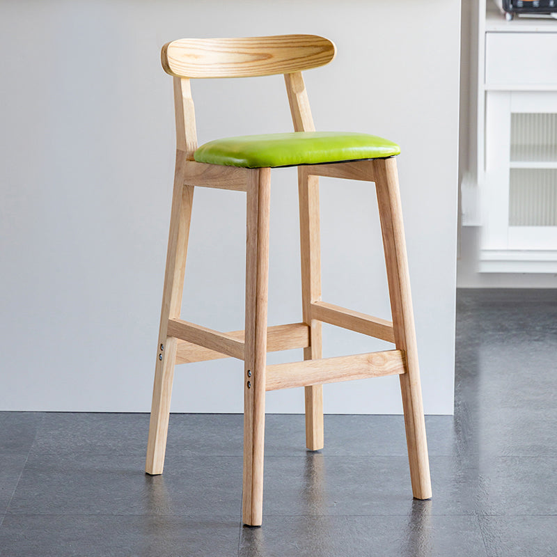 Industrial Backrest Armless Counter Stool Wood Cafe Bar Stool with Pedal and Cushion