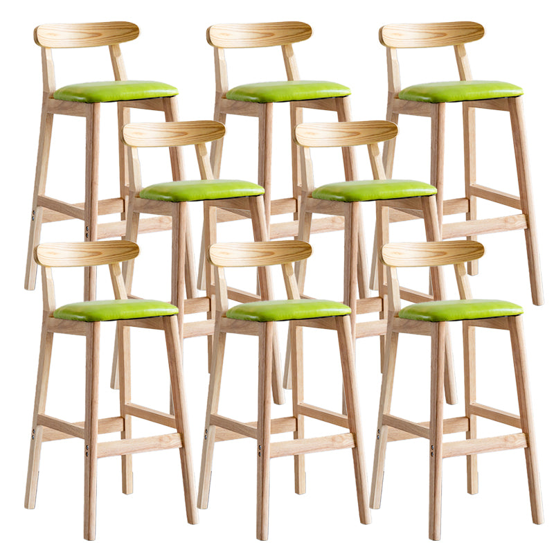 Industrial Backrest Armless Counter Stool Wood Cafe Bar Stool with Pedal and Cushion