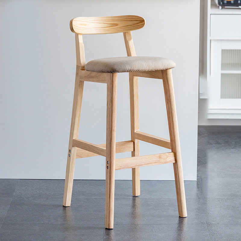 Industrial Backrest Armless Counter Stool Wood Cafe Bar Stool with Pedal and Cushion
