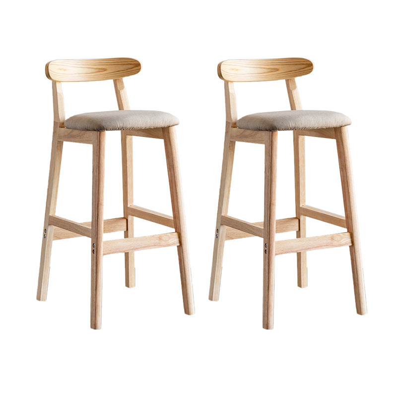 Industrial Backrest Armless Counter Stool Wood Cafe Bar Stool with Pedal and Cushion
