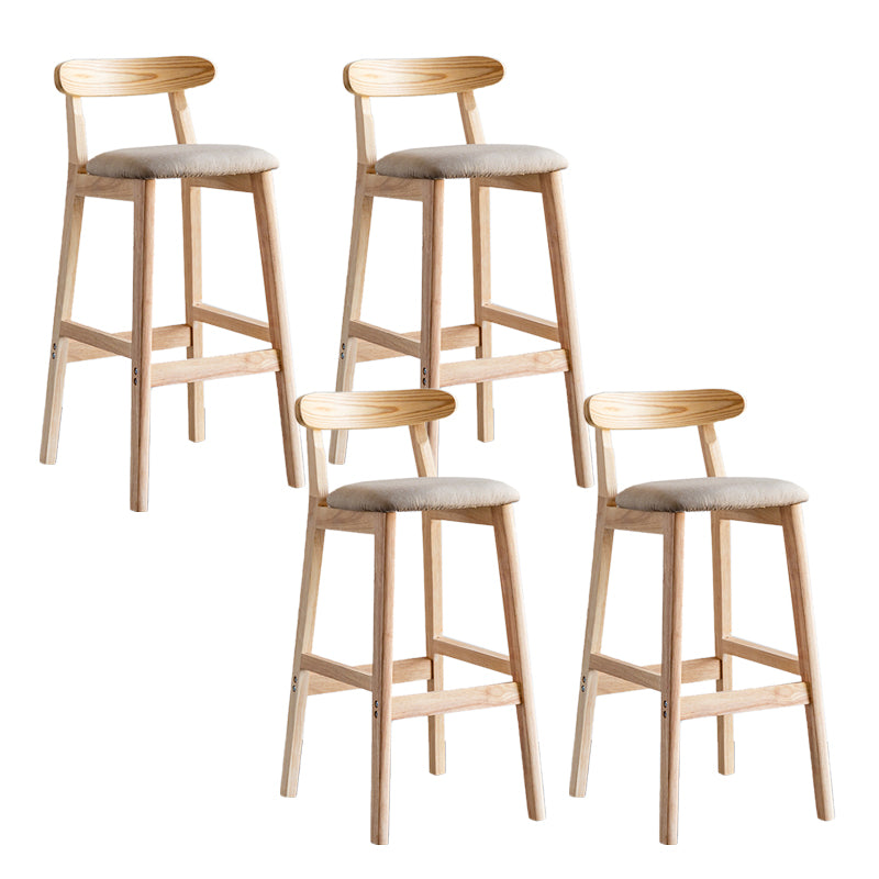 Industrial Backrest Armless Counter Stool Wood Cafe Bar Stool with Pedal and Cushion