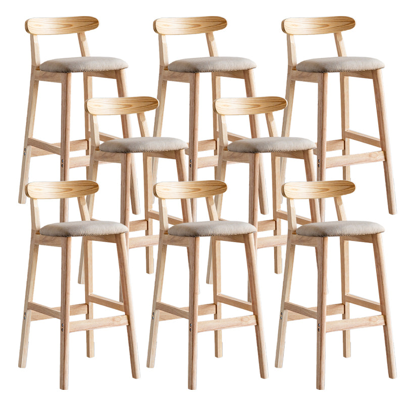 Industrial Backrest Armless Counter Stool Wood Cafe Bar Stool with Pedal and Cushion