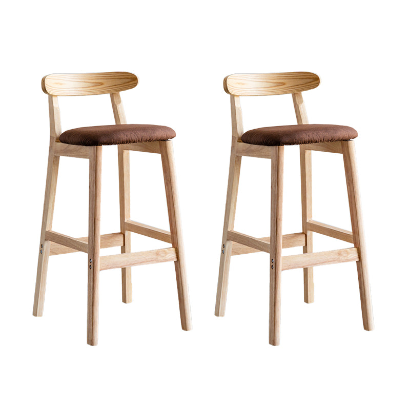 Industrial Backrest Armless Counter Stool Wood Cafe Bar Stool with Pedal and Cushion