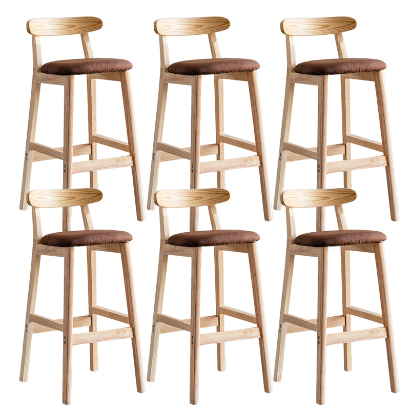 Industrial Backrest Armless Counter Stool Wood Cafe Bar Stool with Pedal and Cushion