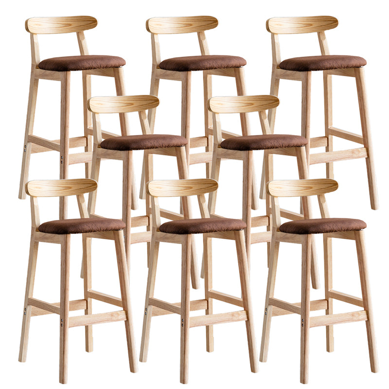 Industrial Backrest Armless Counter Stool Wood Cafe Bar Stool with Pedal and Cushion