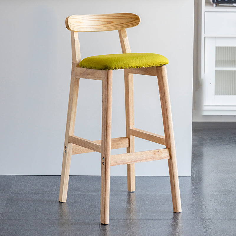 Industrial Backrest Armless Counter Stool Wood Cafe Bar Stool with Pedal and Cushion