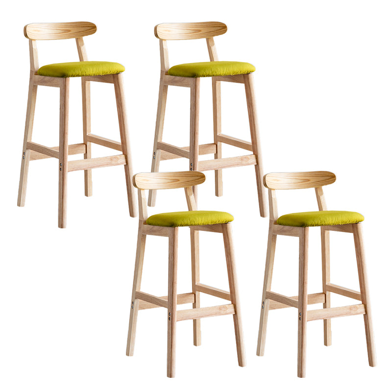 Industrial Backrest Armless Counter Stool Wood Cafe Bar Stool with Pedal and Cushion