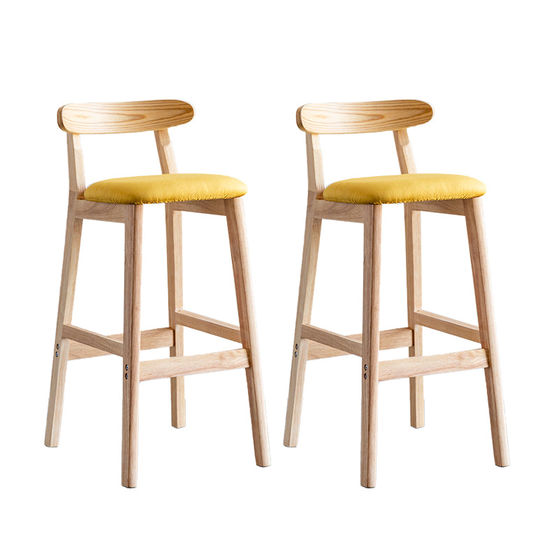 Industrial Backrest Armless Counter Stool Wood Cafe Bar Stool with Pedal and Cushion