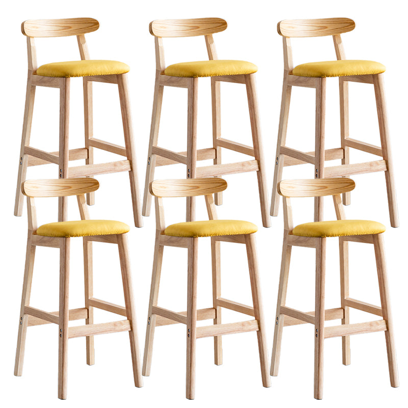 Industrial Backrest Armless Counter Stool Wood Cafe Bar Stool with Pedal and Cushion