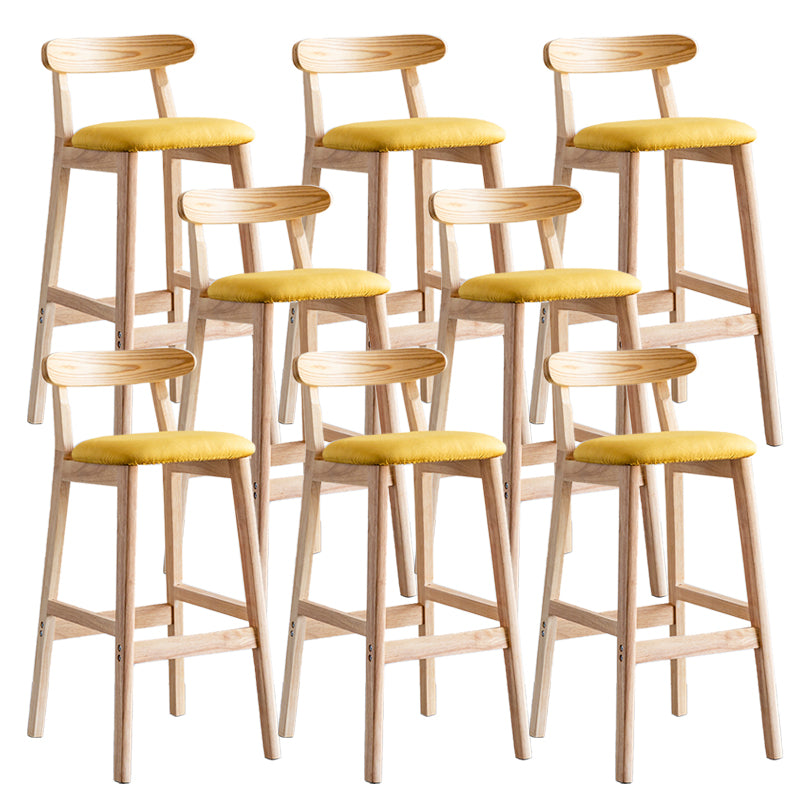 Industrial Backrest Armless Counter Stool Wood Cafe Bar Stool with Pedal and Cushion