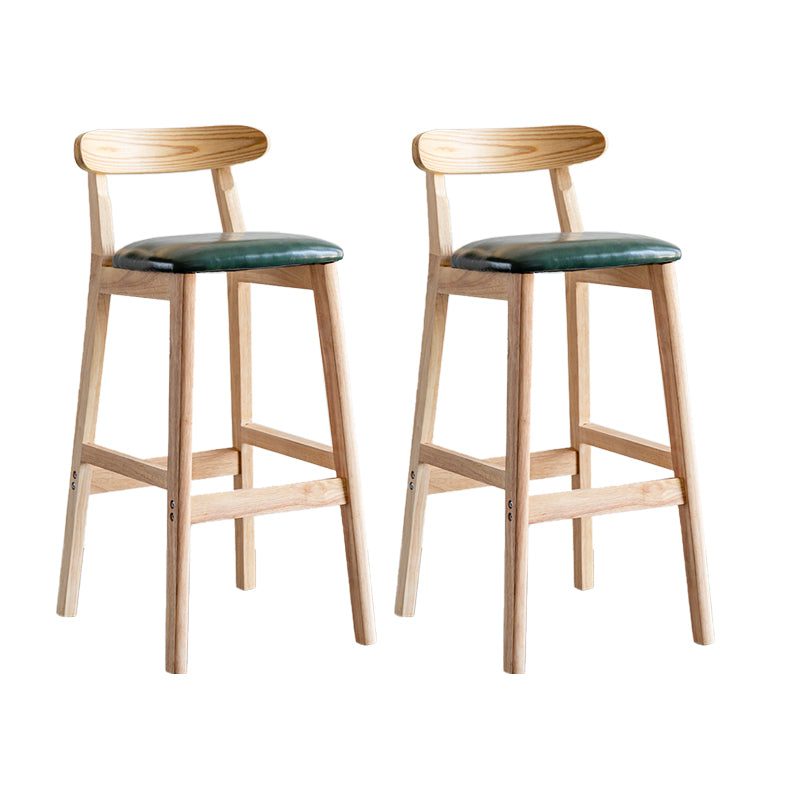 Industrial Backrest Armless Counter Stool Wood Cafe Bar Stool with Pedal and Cushion