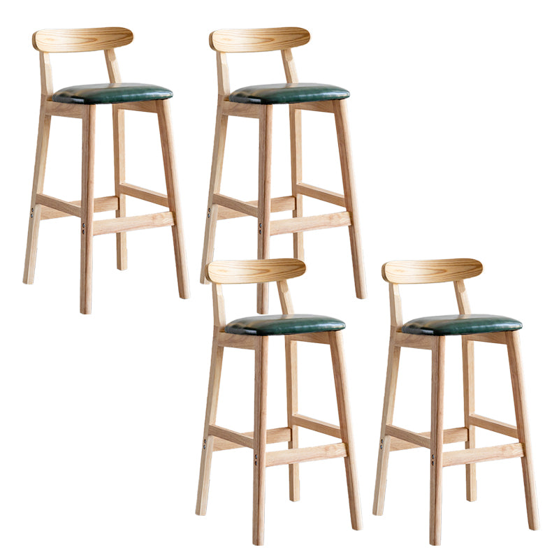 Industrial Backrest Armless Counter Stool Wood Cafe Bar Stool with Pedal and Cushion