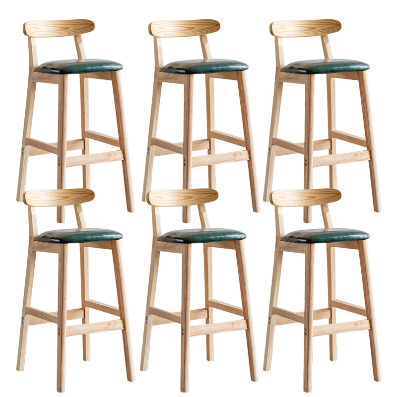 Industrial Backrest Armless Counter Stool Wood Cafe Bar Stool with Pedal and Cushion