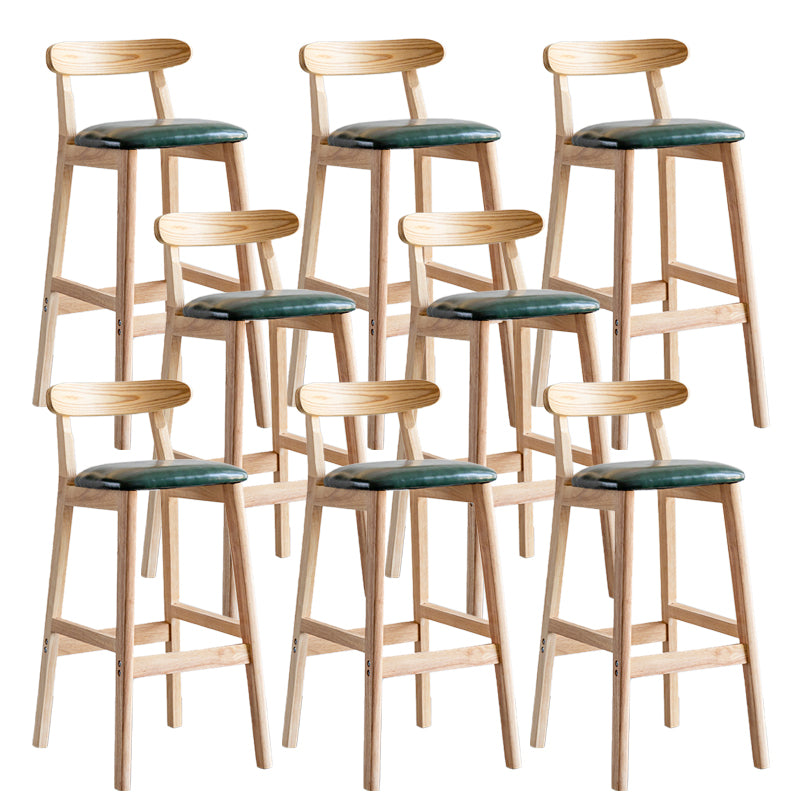 Industrial Backrest Armless Counter Stool Wood Cafe Bar Stool with Pedal and Cushion