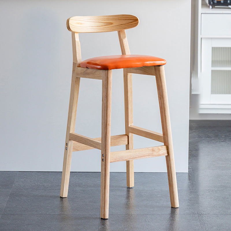Industrial Backrest Armless Counter Stool Wood Cafe Bar Stool with Pedal and Cushion