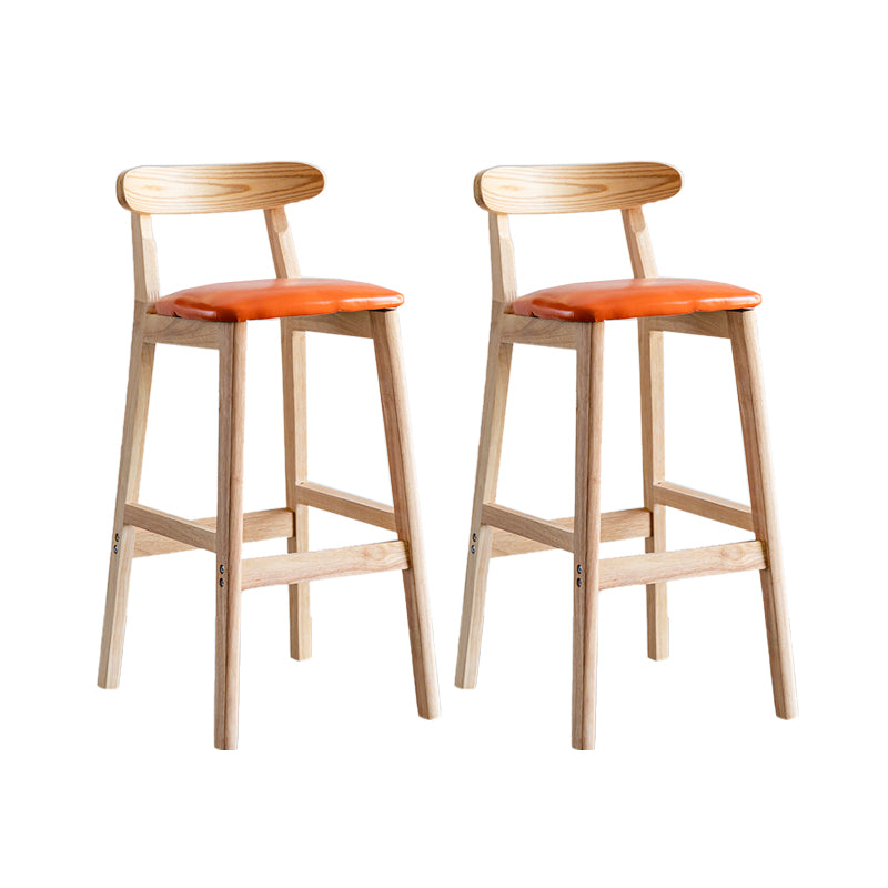 Industrial Backrest Armless Counter Stool Wood Cafe Bar Stool with Pedal and Cushion