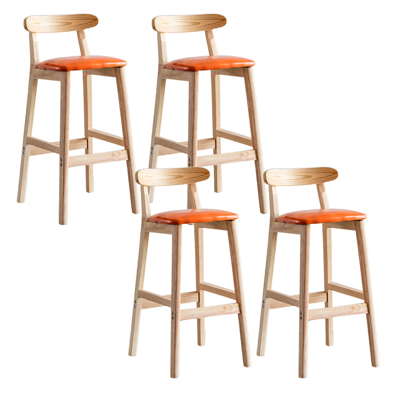Industrial Backrest Armless Counter Stool Wood Cafe Bar Stool with Pedal and Cushion