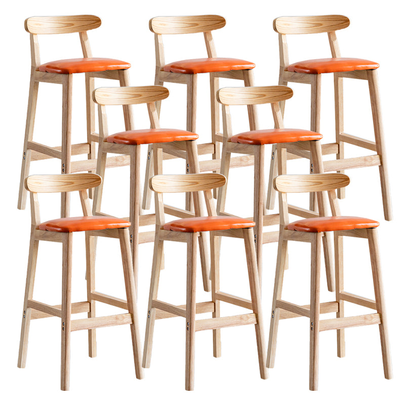 Industrial Backrest Armless Counter Stool Wood Cafe Bar Stool with Pedal and Cushion