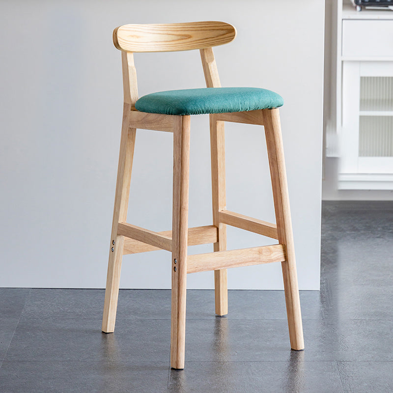 Industrial Backrest Armless Counter Stool Wood Cafe Bar Stool with Pedal and Cushion
