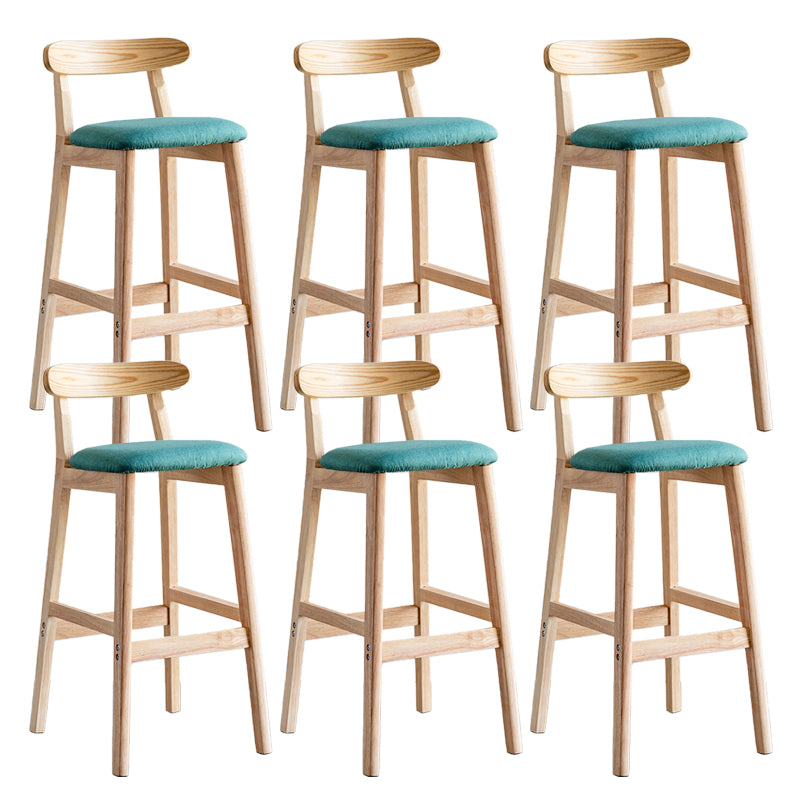 Industrial Backrest Armless Counter Stool Wood Cafe Bar Stool with Pedal and Cushion