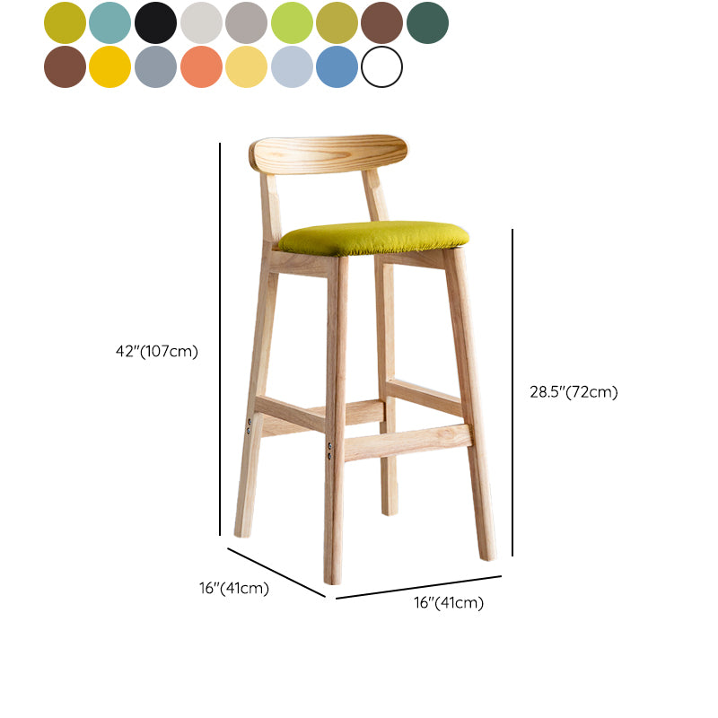 Industrial Backrest Armless Counter Stool Wood Cafe Bar Stool with Pedal and Cushion