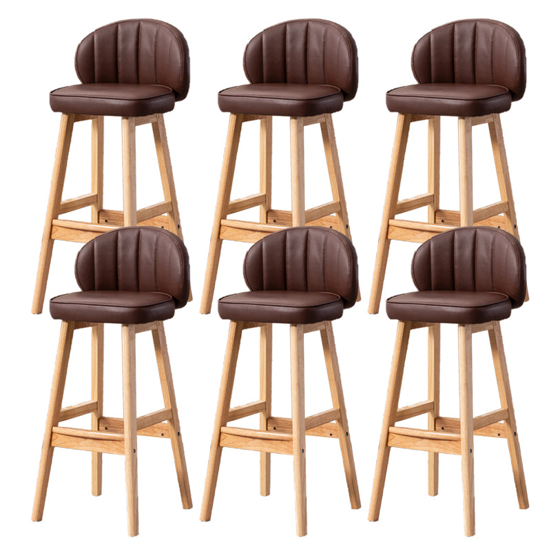 Industrial Solid Wood Bar Stools PU Leather Barstools with Low Back