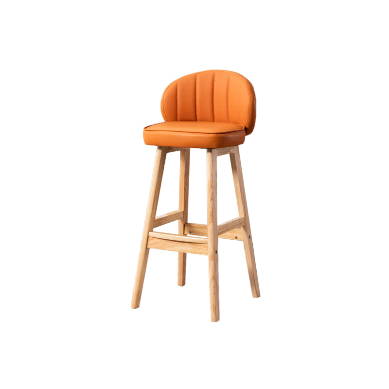 Industrial Solid Wood Bar Stools PU Leather Barstools with Low Back