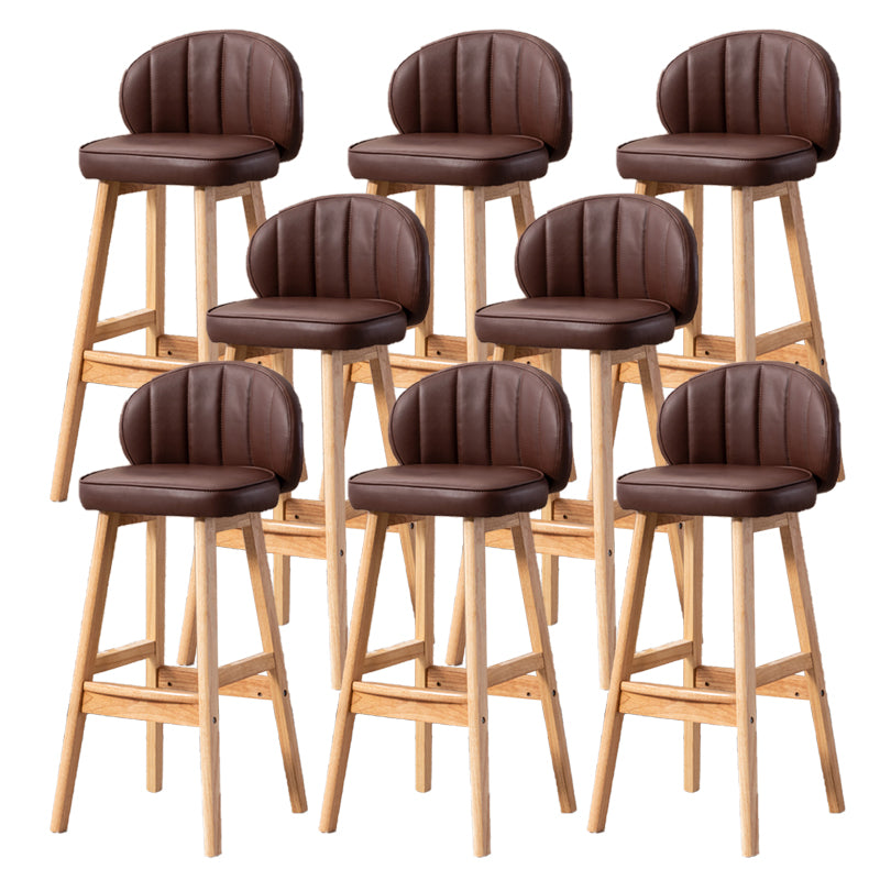 Industrial Solid Wood Bar Stools PU Leather Barstools with Low Back