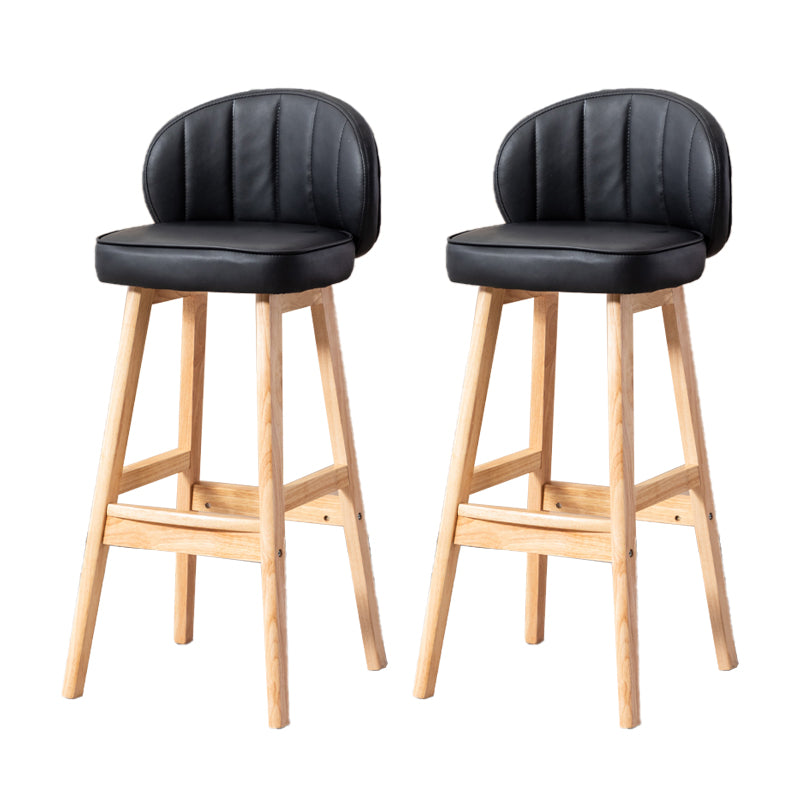 Industrial Solid Wood Bar Stools PU Leather Barstools with Low Back