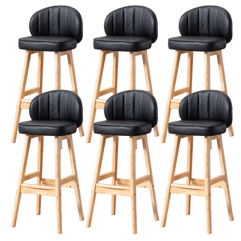 Industrial Solid Wood Bar Stools PU Leather Barstools with Low Back