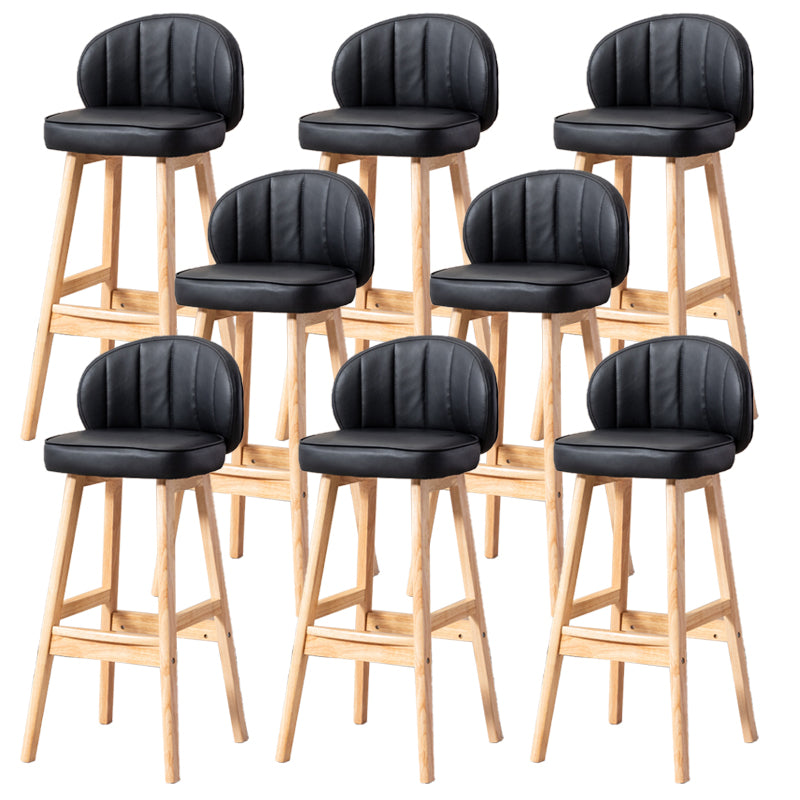 Industrial Solid Wood Bar Stools PU Leather Barstools with Low Back