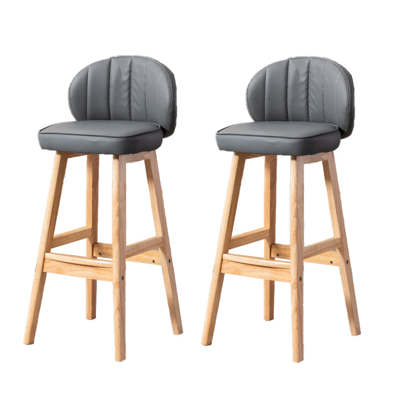 Industrial Solid Wood Bar Stools PU Leather Barstools with Low Back