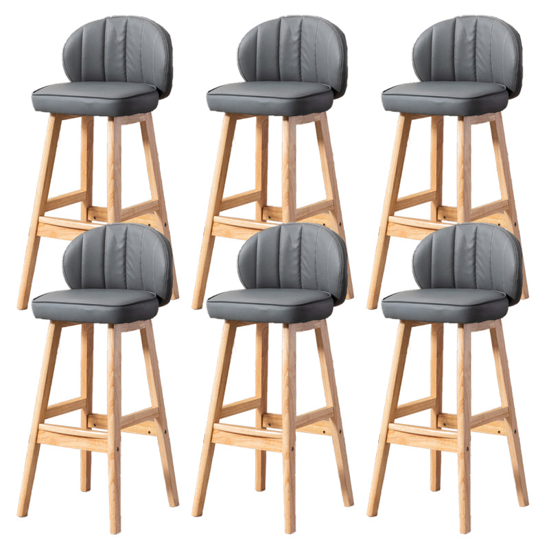 Industrial Solid Wood Bar Stools PU Leather Barstools with Low Back