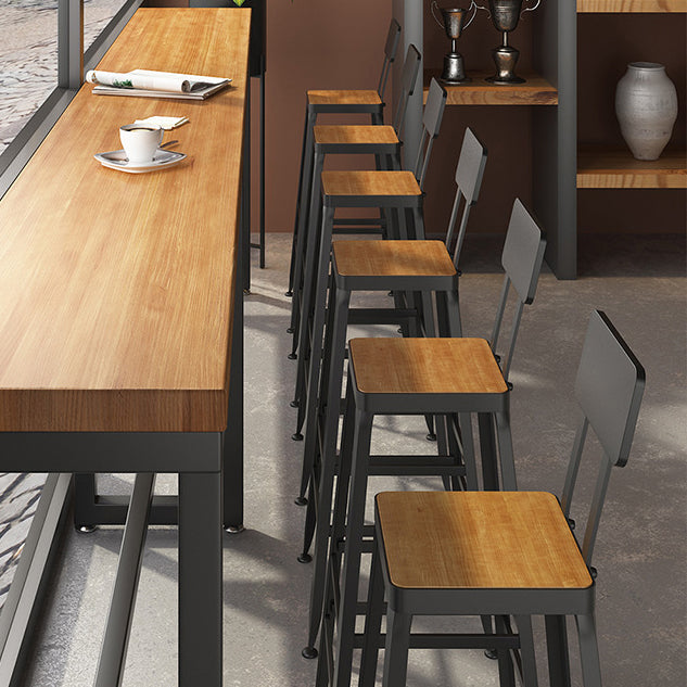 Industrial Metal Bar Stool Bar Height Armless Stool with Black Legs