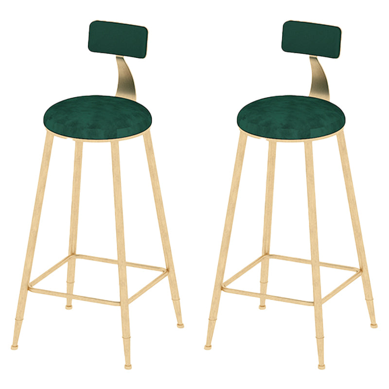 Low Back Dining Stools Round Upholstered Bar Stools with Footrest