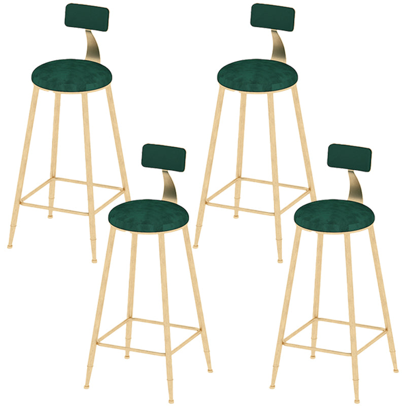Low Back Dining Stools Round Upholstered Bar Stools with Footrest
