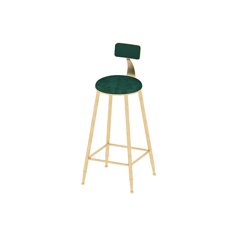 Low Back Dining Stools Round Upholstered Bar Stools with Footrest