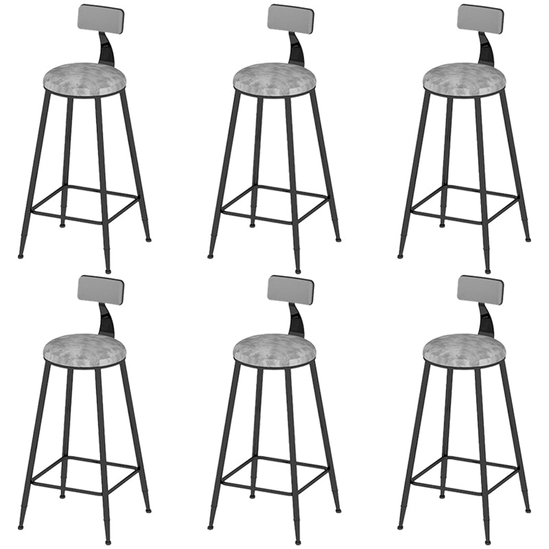 Low Back Dining Stools Round Upholstered Bar Stools with Footrest