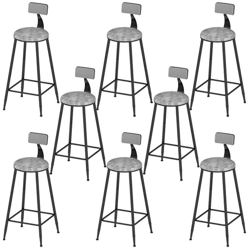 Low Back Dining Stools Round Upholstered Bar Stools with Footrest
