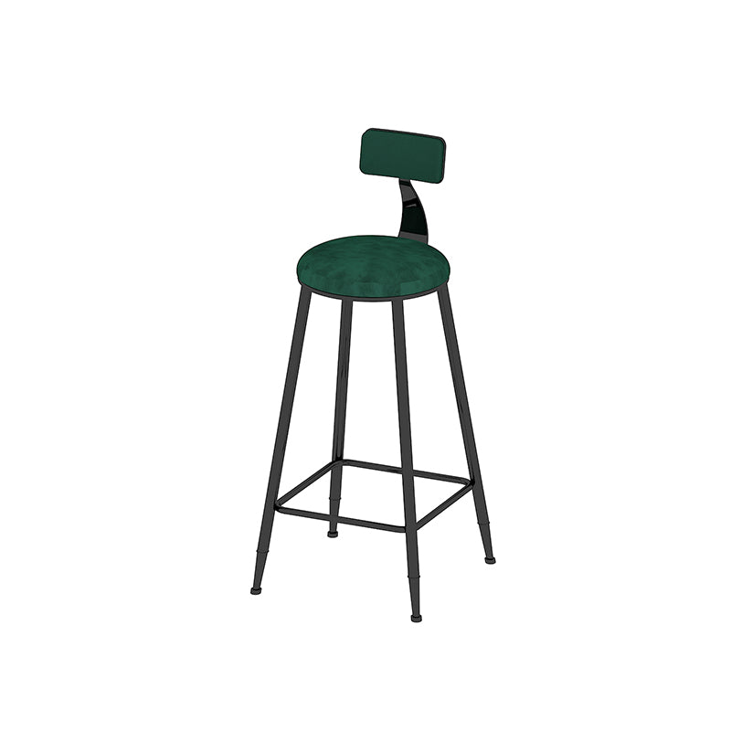 Low Back Dining Stools Round Upholstered Bar Stools with Footrest