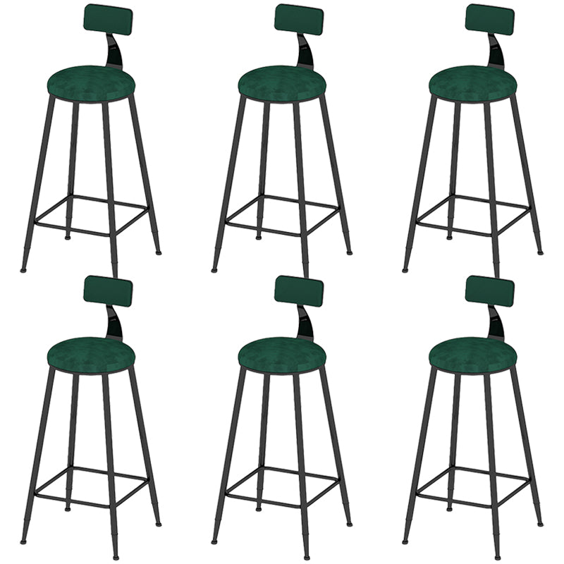 Low Back Dining Stools Round Upholstered Bar Stools with Footrest