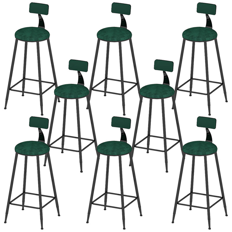 Low Back Dining Stools Round Upholstered Bar Stools with Footrest