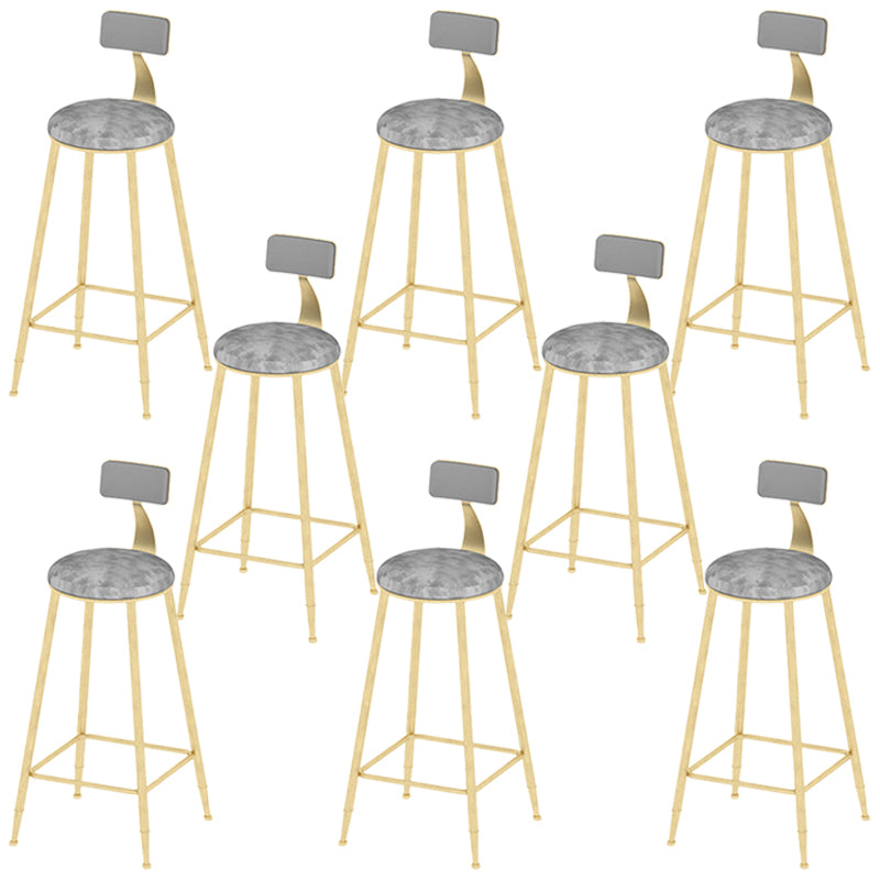Low Back Dining Stools Round Upholstered Bar Stools with Footrest