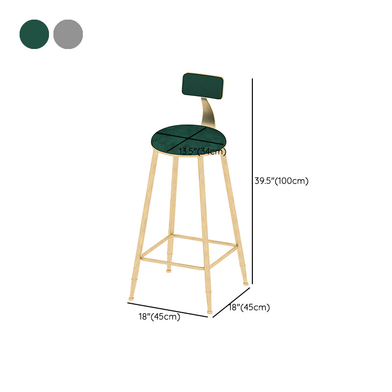 Low Back Dining Stools Round Upholstered Bar Stools with Footrest