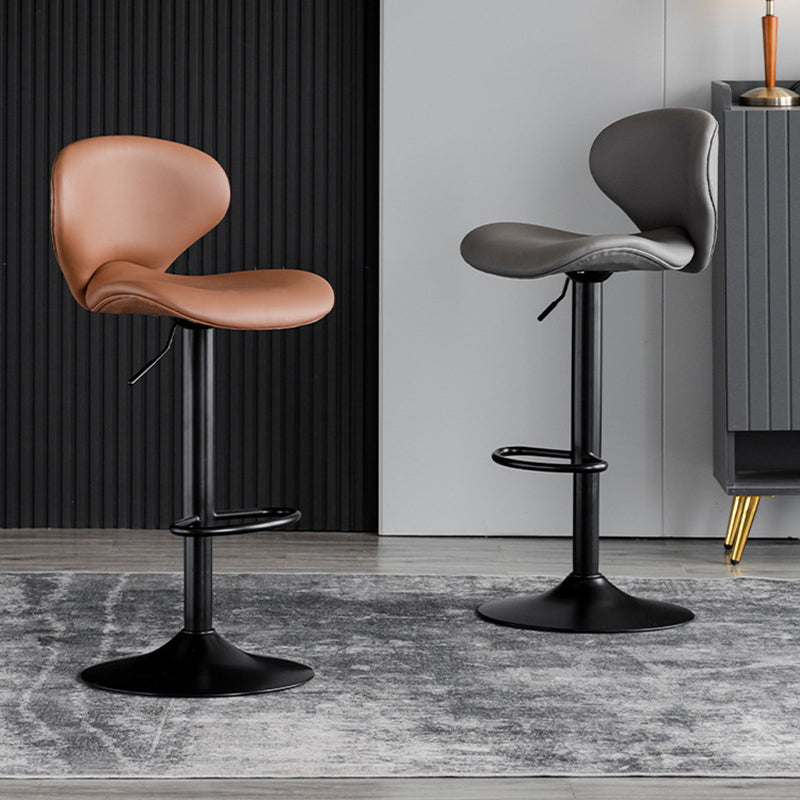 Swivel Adjustable Height Bar Stool Industrial Faux Leather Bar Stool with Footrest