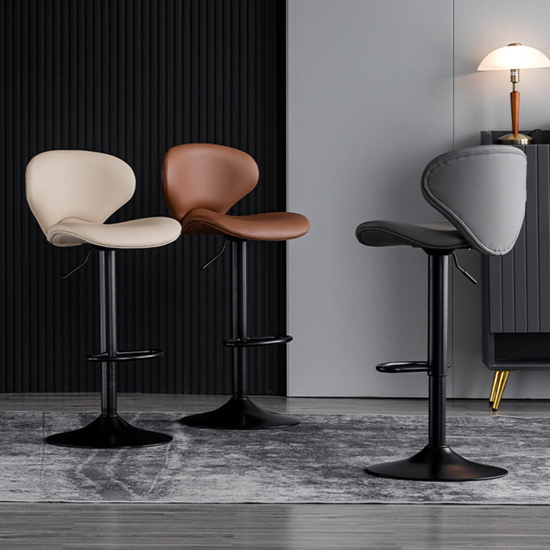 Swivel Adjustable Height Bar Stool Industrial Faux Leather Bar Stool with Footrest